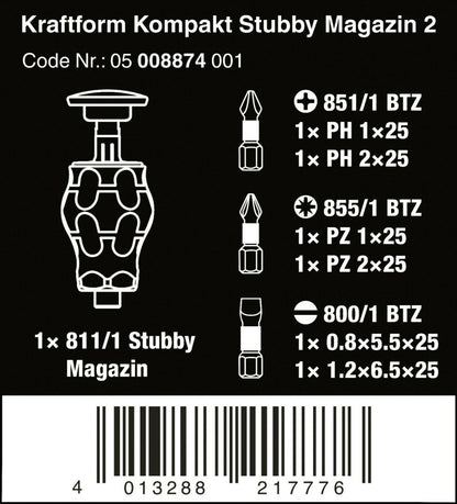 Wera Kraftform Kompakt Stubby Magazine 2 Screwdriver Set 05008874001