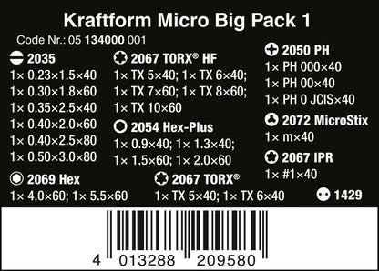 Wera Kraftform Micro Big Pack 1 Precision Screwdriver Set 05134000001
