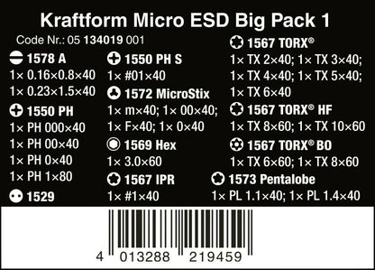Wera Kraftform Micro ESD Big Pack 1 Precision Screwdriver Set 05134019001
