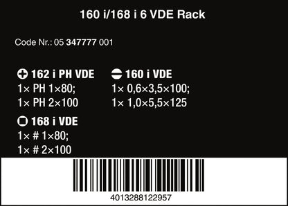Wera Kraftform Plus VDE 100 Insulated Screwdriver Set With Rack 05347777001