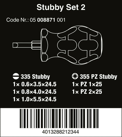 Wera Stubby Set 2 Screwdriver Set 5 Piece 05008871001