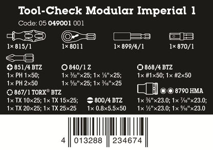 Wera Tool-Check Modular Imperial 1 21 Pieces SAE 05049001001