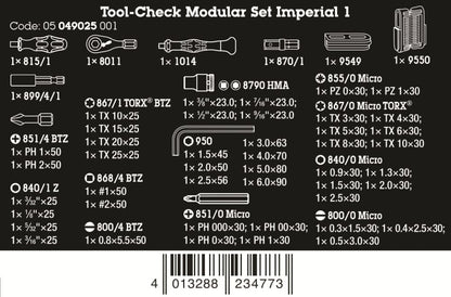Wera Tool-Check Modular Set Imperial 1 50 Pieces SAE 05049025001