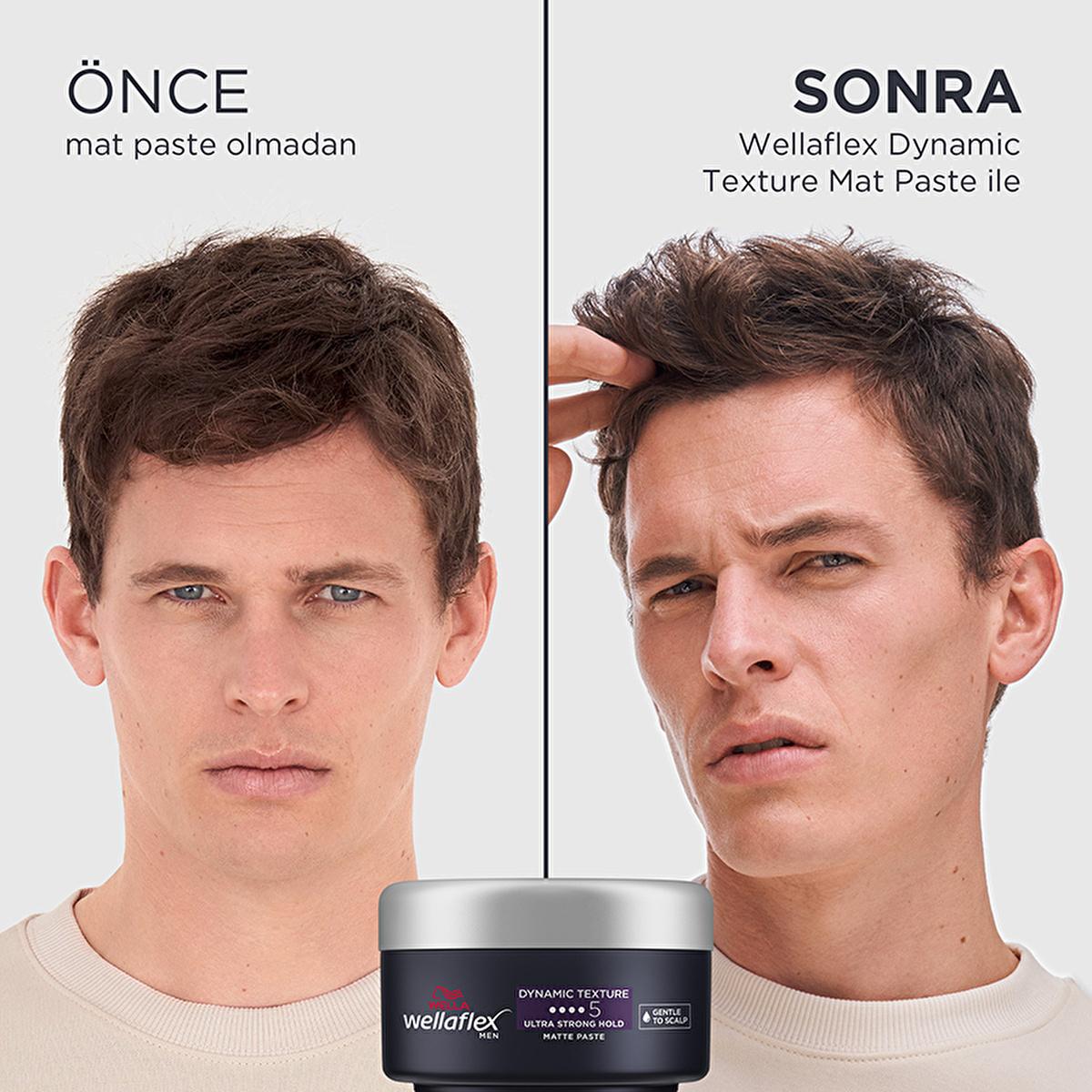 Wella Wellaflex Men's Dynamic Texture Matte Hair Paste - Ultra Strong Hold, Vegan Hair Wax for Long-Lasting Texturized Styles