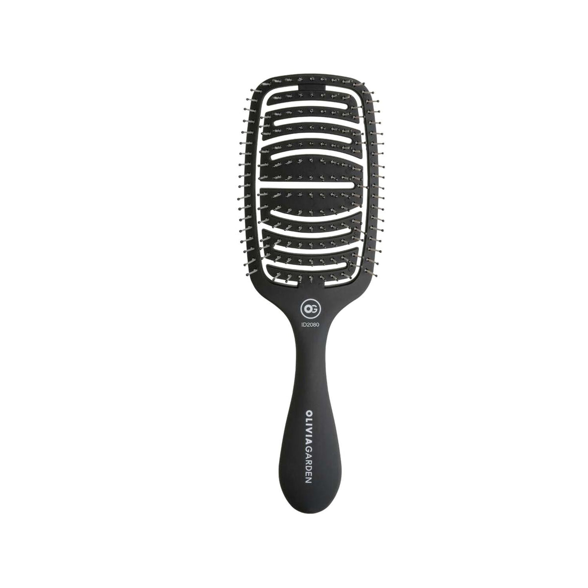 Olivia Garden Hair Brush - Essential Care Flex Thick Hair Bristles Matt Black for Gentle Detangling
