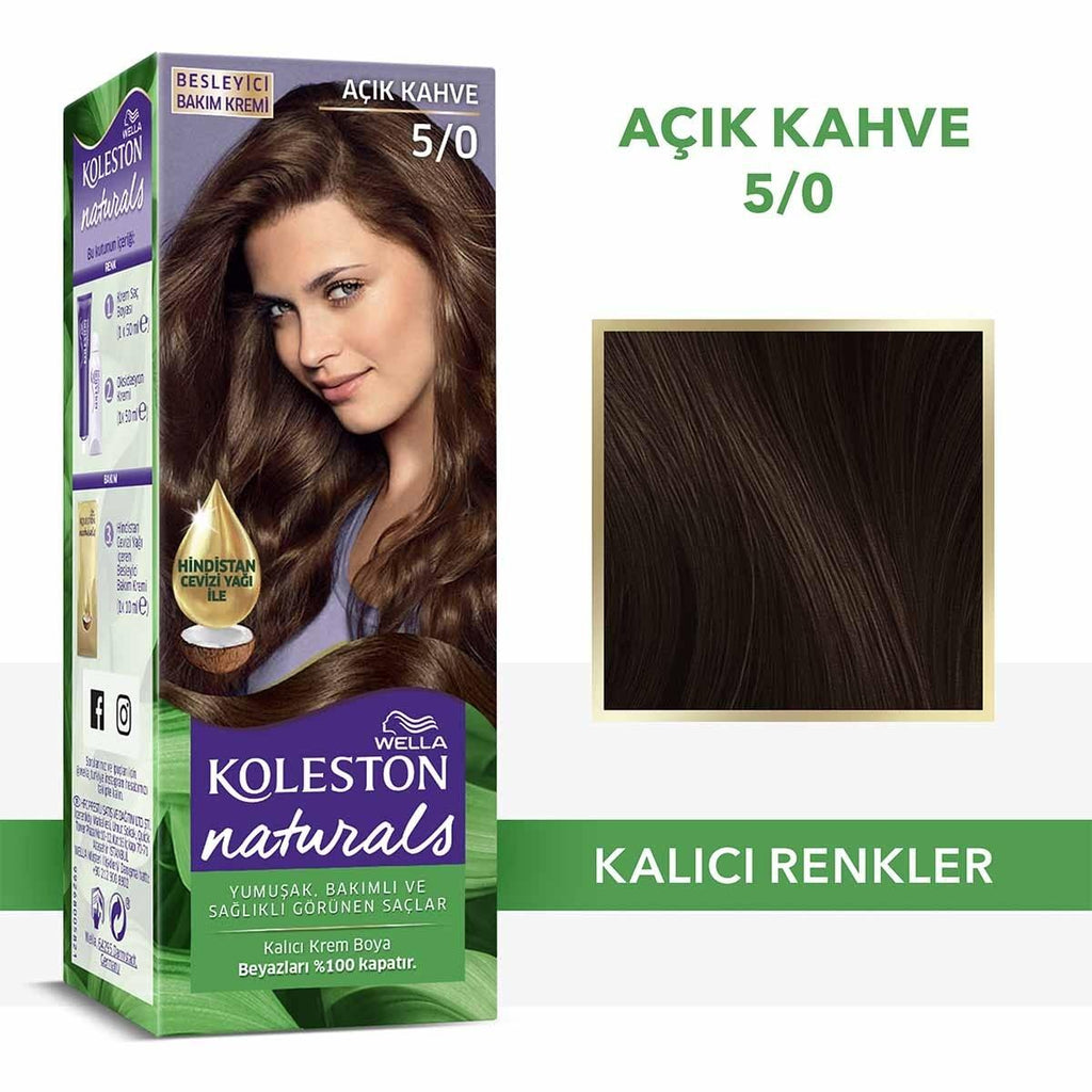 Wella Koleston Naturals Light Brown Hair Dye: Gray Coverage, Coconut Oil, & Long-Lasting Color