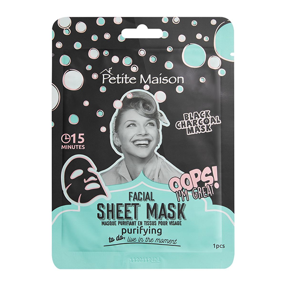 Petite Maison Charcoal Sheet Mask: Purifying & Detoxifying Black Paper Facial Mask with Pink Pomelo - Blemish Control & Skin Detox