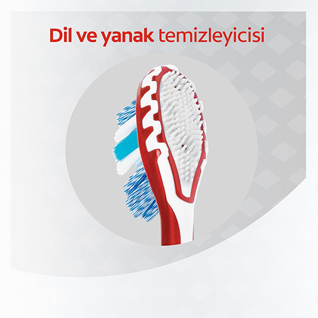 Colgate 360 Advanced Optic White Toothbrush - Whiter Teeth, Tongue & Cheek Cleaner, Medium Bristles, Plaque Removal