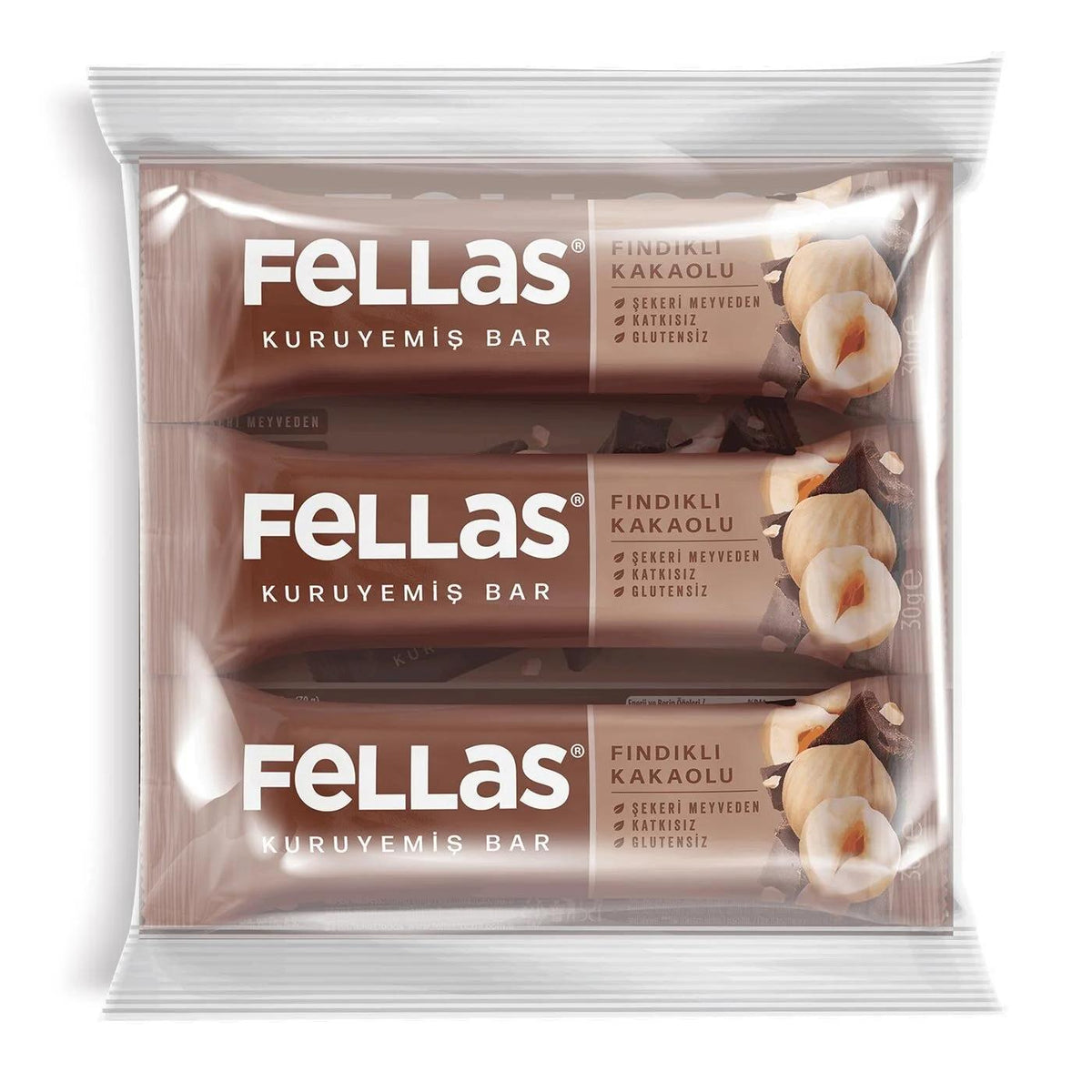 Fellas Hazelnut Cocoa Nut Bar Delicious Snack 3 x 30g