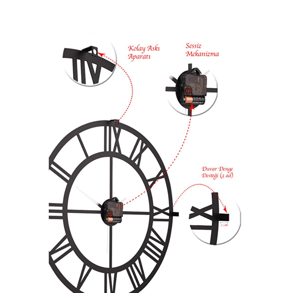 Muyika 41x41cm Silent Metal Wall Clock - Modern Decorative Clock for Home, Roma Design