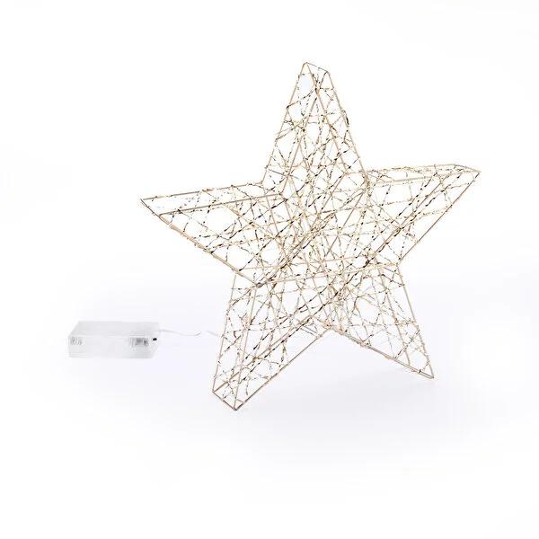 KPM Christmas Star Light Decoration - Gold Holiday Star Light with Timer - Battery Operated Indoor Christmas Window Decor, 11.81 inches