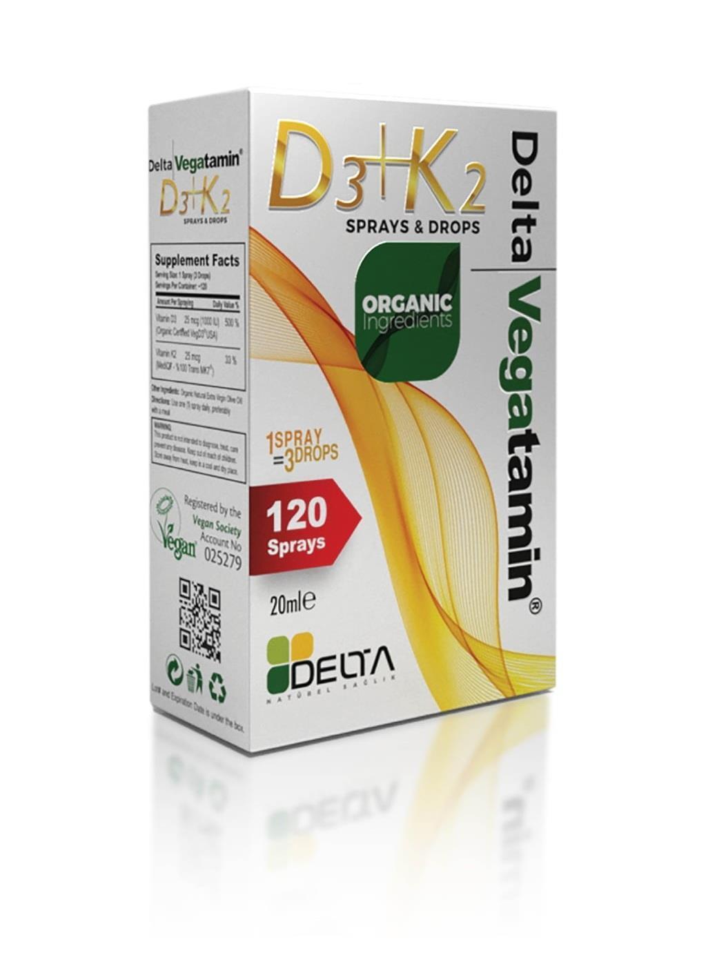 Delta Vitamin D3+K2 Spray: Natural Plant-Based D3 & VitaMK7 K2 for Bone Health & Vegan Supplementation