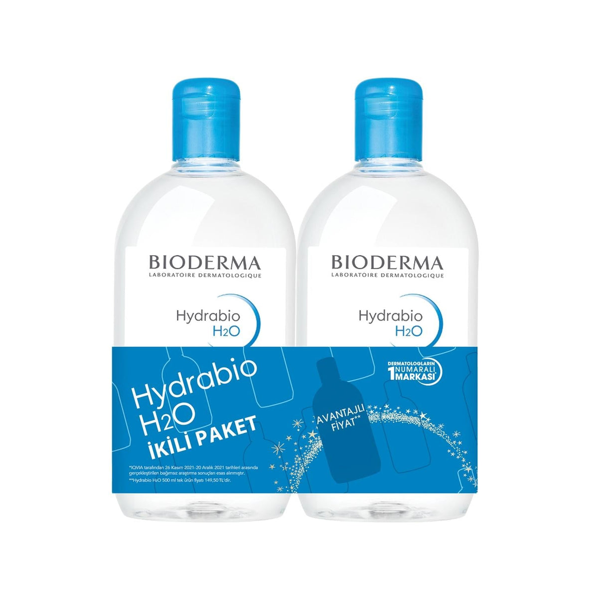 Bioderma Hydrabio H2O Micellar Water - Gentle & Moisturizing Cleanser for Sensitive Skin - 500ml x 2 Units
