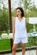 Zeyland 117 V-Neck Pajama Set with Shorts in White