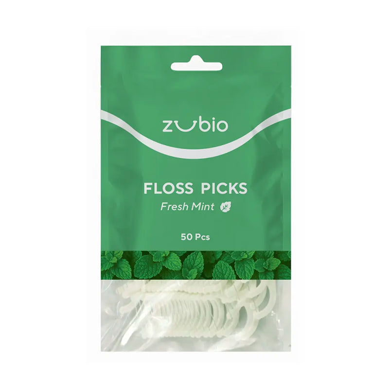 Zubio Mint Dental Floss Picks with Toothpick 50 Count