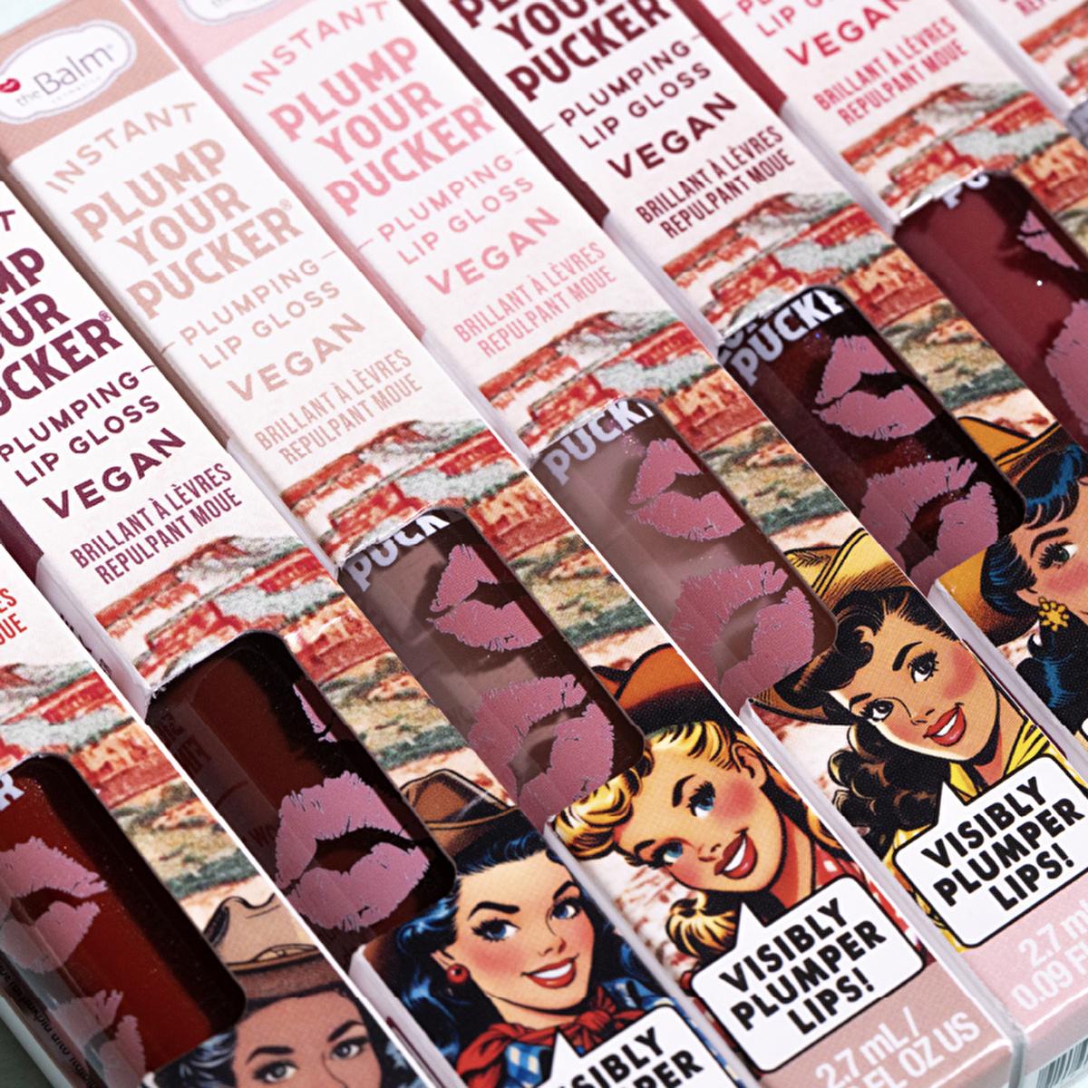 theBalm Instant Plump Your Pucker Lip Plumper Gloss: Get Fuller, Hydrated Lips with Organic Jojoba & Avocado Oil - Non-Sticky Formula, 5 Colors.